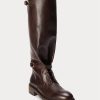 Dunkelbraune Herrenstiefel von Ralph Lauren Welington aus Kalbsleder