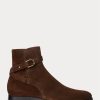 Dunkelbraune Herrenstiefel von Ralph Lauren Welington aus Kalbswildleder