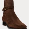 Dunkelbraune Herrenstiefel von Ralph Lauren Welington aus Kalbswildleder