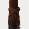 Dunkelbraune Herrenstiefel von Ralph Lauren Welington aus Kalbswildleder