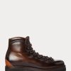 Dunkelbraune Ralph Lauren Darrow Kalbslederstiefel für Herren