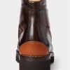 Dunkelbraune Ralph Lauren Darrow Kalbslederstiefel für Herren