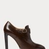 Dunkelbraune Ralph Lauren Lydell Stiefel aus brüniertem Kalbsleder für Damen