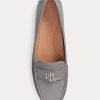 Dunkelgraue Ralph Lauren Barnsbury Driver-Loafer aus Nappaleder für Damen