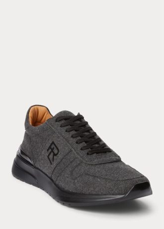 Dunkelgraue Ralph Lauren Ethan Wollflanell-Sneaker für Herren