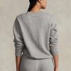 Dunkelgraue Ralph Lauren Fleece-Pullover mit Rundhalsausschnitt für Damen