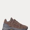 Dunkelgraue Ralph Lauren Grayson Sneakers aus Kalbswildleder mit Reißverschluss für Damen