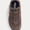 Dunkelgraue Ralph Lauren Grayson Sneakers aus Kalbswildleder mit Reißverschluss für Damen