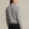 Dunkelgraue Ralph Lauren Polo Bear Fleece-Sweatshirts mit Rundhalsausschnitt für Damen