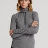 Dunkelgraue Ralph Lauren Trichterhals-Jersey-Pullover-Sweatshirts für Damen