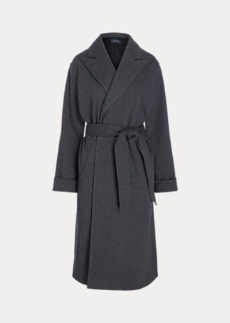 Dunkelgraue Wickelmäntel aus Flanell von Ralph Lauren für Damen