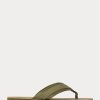 Dunkelolivgrüne Ralph Lauren Wildleder-Flip-Flops mit Ripsbandbesatz für Herren