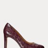 Dunkelrote Ralph Lauren Camila Heels aus geprägtem Leder für Damen
