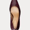 Dunkelrote Ralph Lauren Camila Heels aus geprägtem Leder für Damen