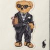 Ecru/Schwarze Ralph Lauren Canvas-Tragetaschen mit kleinem Polo Bear für Damen