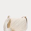 Elfenbeinfarbene Satteltaschen aus gestepptem Leder für Damen von Ralph Lauren Polo ID