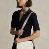Elfenbeinfarbene Satteltaschen aus gestepptem Leder für Damen von Ralph Lauren Polo ID