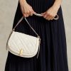 Elfenbeinfarbene Satteltaschen aus gestepptem Leder für Damen von Ralph Lauren Polo ID