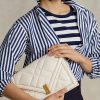 Elfenbeinfarbene Umhängetaschen aus gestepptem Leder von Ralph Lauren Polo ID für Damen