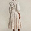 Flower Damen Ralph Lauren Gestuftes Baumwollkleid mit Gürtel und Blumenmuster