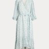 Flower Damen Ralph Lauren Wickelkleid aus Georgette mit Blumenmuster und Crinkle-Effekt