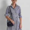 French Navy Damen Ralph Lauren Leder Mittelgroße Jordynn Umhängetaschen