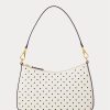 French Navy Dot/Creme Damen Ralph Lauren Polka-Dot Leder Mittelgroße Handtasche