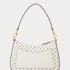 French Navy Dot/Creme Damen Ralph Lauren Polka-Dot Leder Mittelgroße Handtasche