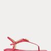 Fuchsiafarbene Ralph Lauren Ellington Sandalen aus geprägtem Leder für Damen