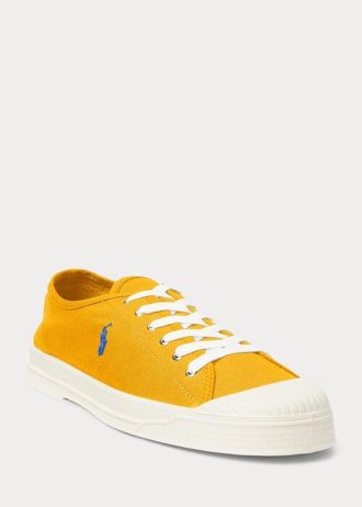 Gelb / Blaue Ralph Lauren Essence 100 Canvas Cap-Toe Sneakers für Herren