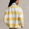 Gelb / Weiß Damen Ralph Lauren Gestreifte Cropped Jersey Rugby Poloshirts