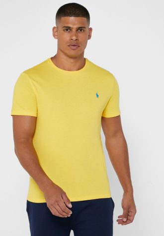 Gelbe Herren Ralph Lauren Brust-Logo Rundhals T-Shirts