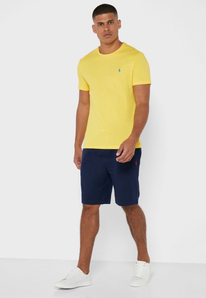 Gelbe Herren Ralph Lauren Brust-Logo Rundhals T-Shirts