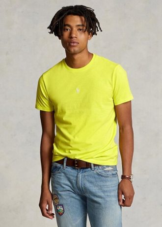 Gelbe Herren Ralph Lauren Custom Slim Fit Crewneck T-Shirts