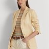 Gelbe Leinenblazer mit Fischgrätenmuster von Ralph Lauren für Damen