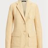 Gelbe Leinenblazer mit Fischgrätenmuster von Ralph Lauren für Damen