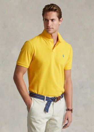 Gelbe Poloshirts aus Mesh im Slim Fit von Ralph Lauren für Herren