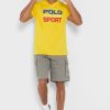 Gelbe Poloshirts mit Rundhalsausschnitt und Logo für Herren von Ralph Lauren