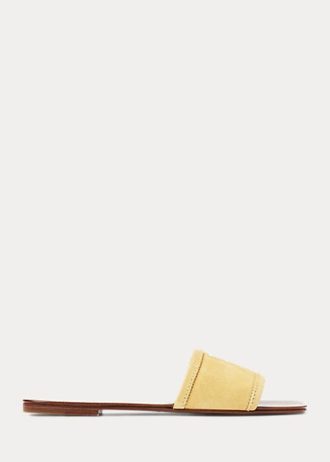 Gelbe Ralph Lauren Andela Sandalen aus Kalbswildleder für Damen