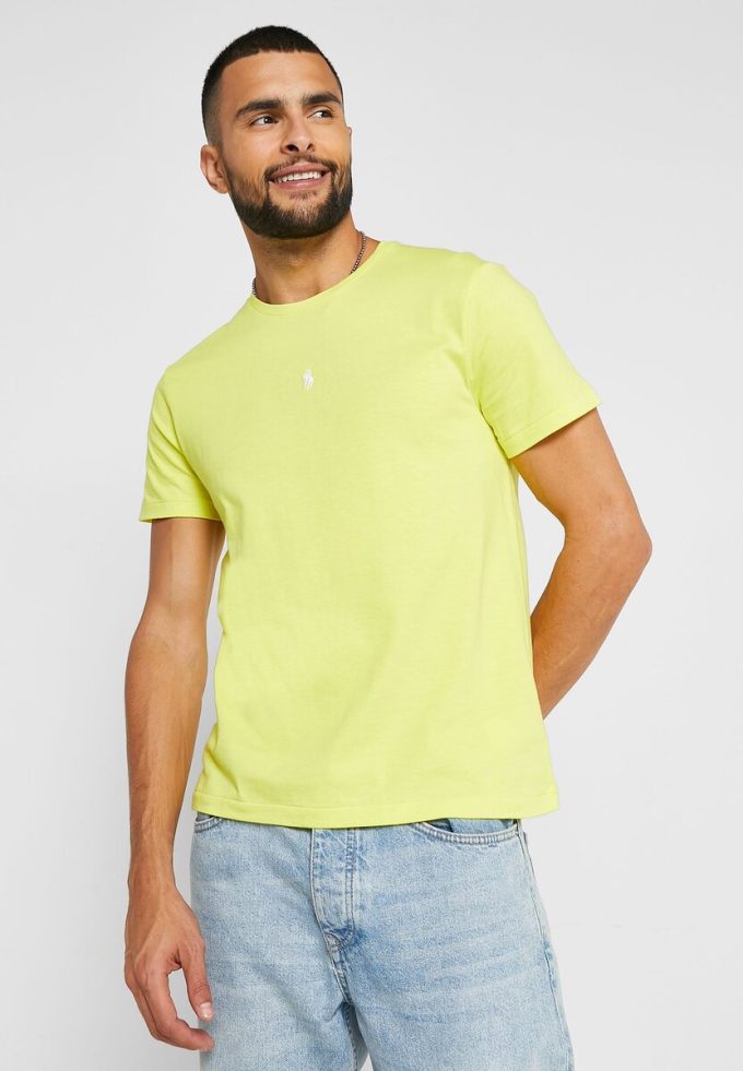 Gelbe Ralph Lauren Essential T-Shirts mit Rundhalsausschnitt für Herren