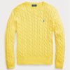 Gelbe Ralph Lauren Pullover aus Baumwolle mit Zopfmuster für Herren