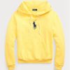 Gelber Ralph Lauren Shrunken Fit Big Pony Fleece-Hoodie für Damen