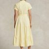 Gelbes Stufenkleid mit Gürtel von Ralph Lauren für Damen