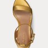 Goldfarbene Ralph Lauren Hilarie Espadrilles aus Metallic-Leder für Damen