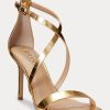 Goldfarbene Sandalen aus Metallic-Leder für Damen von Ralph Lauren Gabriele