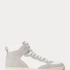 Grau / Weiß Herren Ralph Lauren Court High-Top Sneakers aus Leder und Wildleder