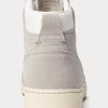 Grau / Weiß Herren Ralph Lauren Court High-Top Sneakers aus Leder und Wildleder