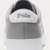Grau / Weiß Herren Ralph Lauren Longwood Logo Leder Sneakers