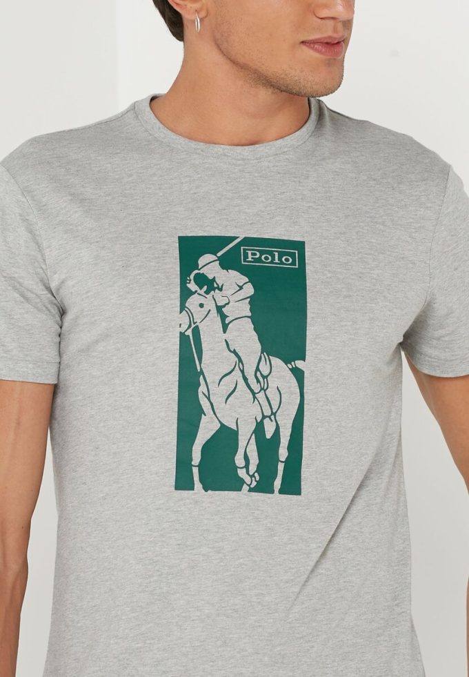 Graue bedruckte T-Shirts mit Rundhalsausschnitt von Ralph Lauren für Herren