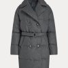 Graue gesteppte zweireihige Daunenmäntel von Ralph Lauren für Damen